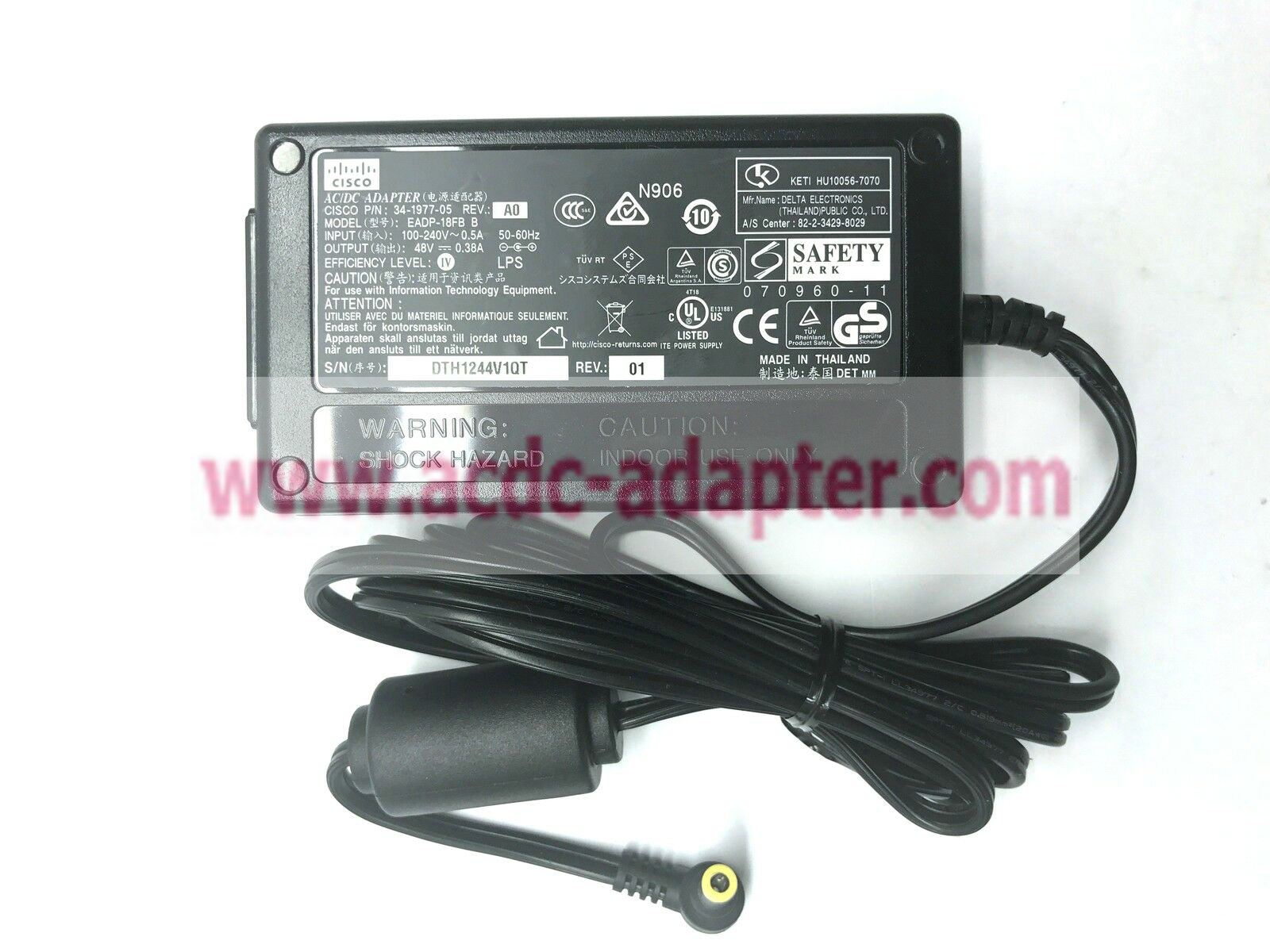 Genuine Cisco EADP-18FB B 48V 0.38A AC/DC Adapter 34-1977-05 IP Phone